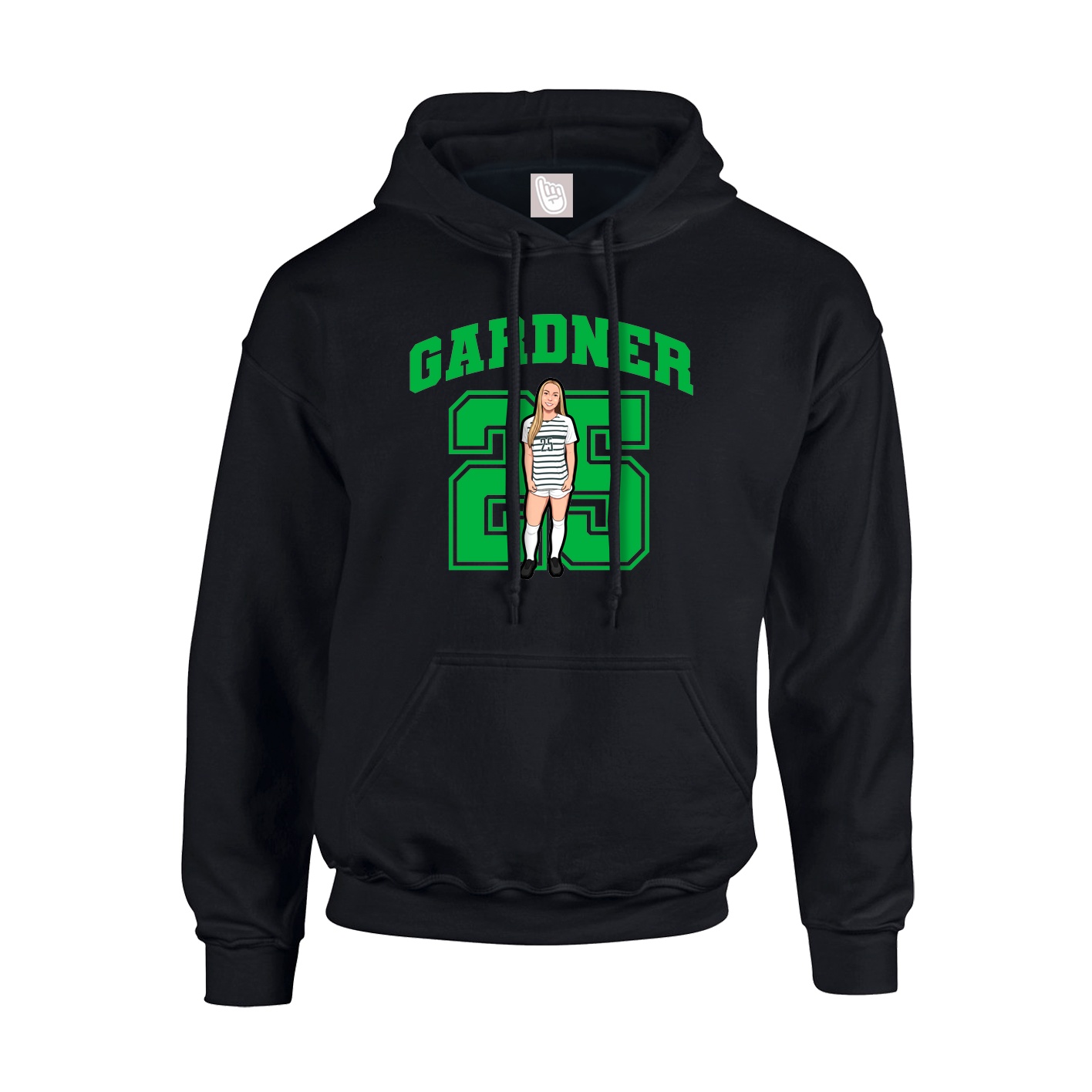 Youth Hoodie — Number in Black