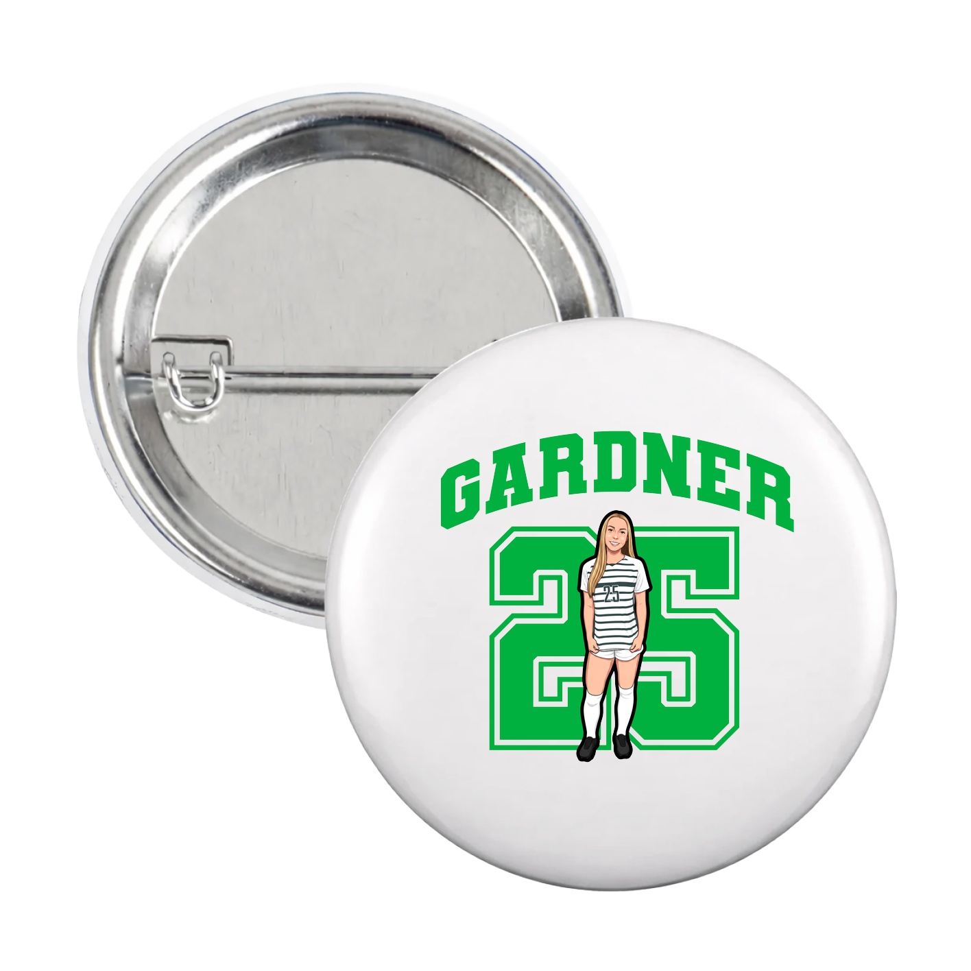 Game Day Button — Number in White