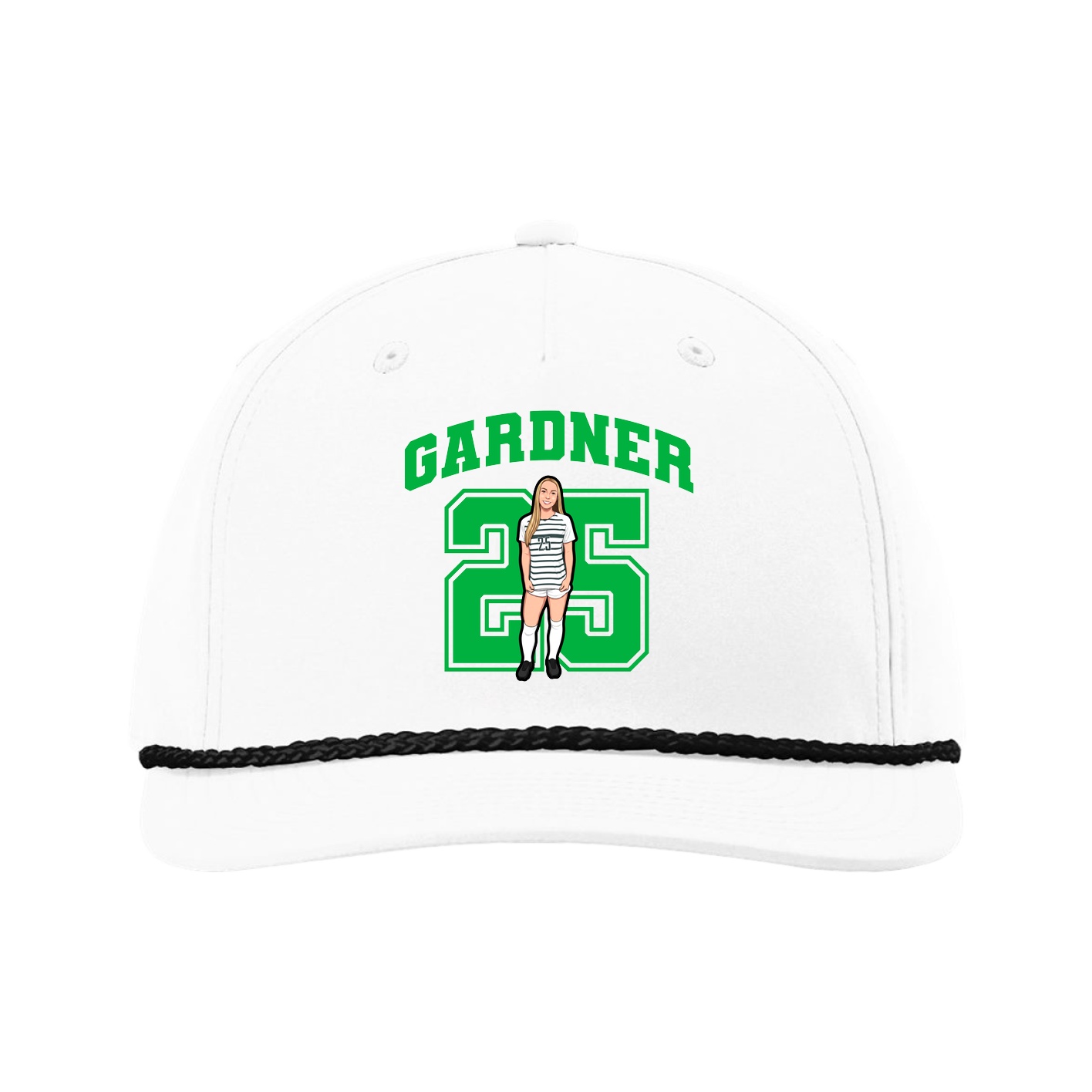 Five-Panel Classic Rope Cap — Number in White
