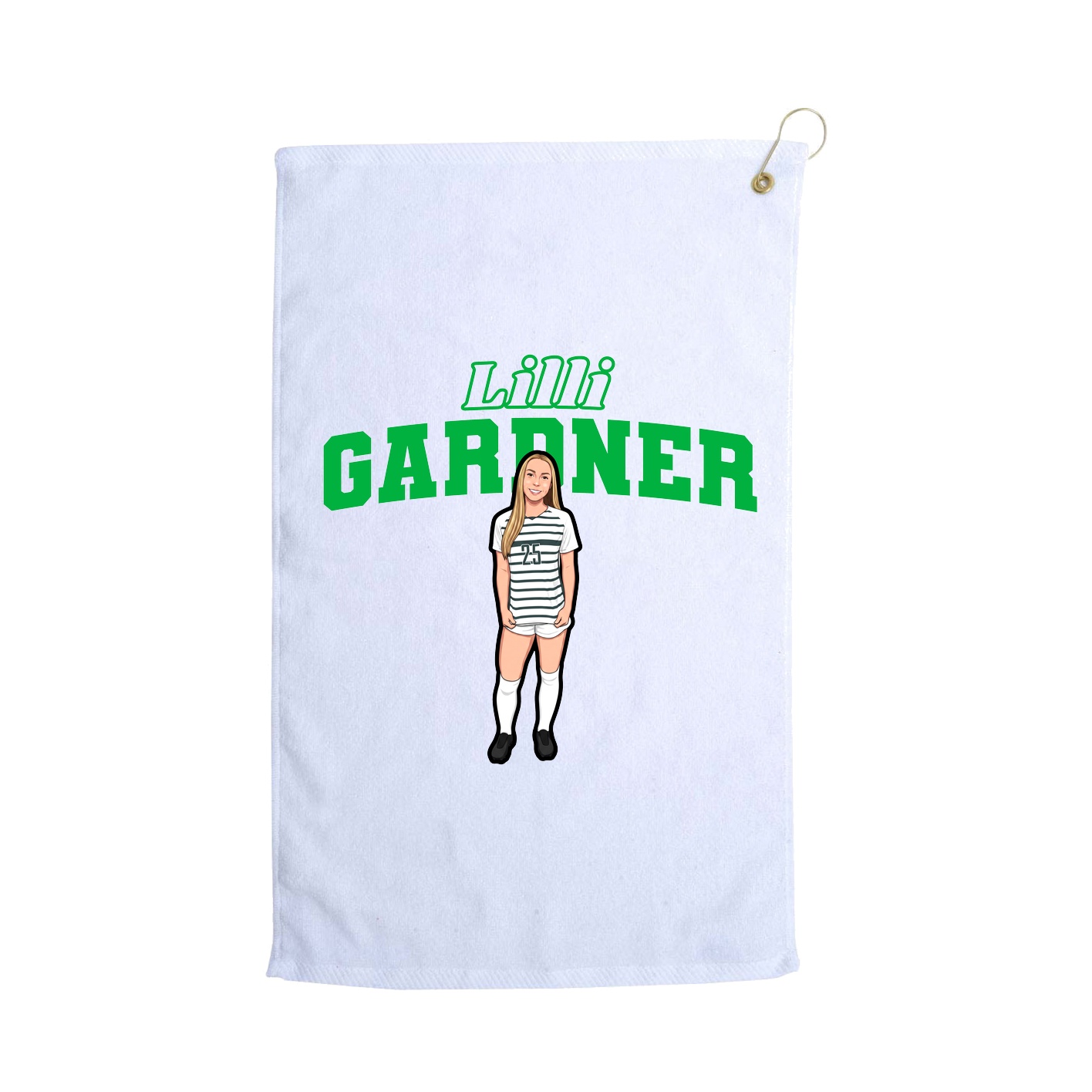 Golf Towel — Name Arch in White