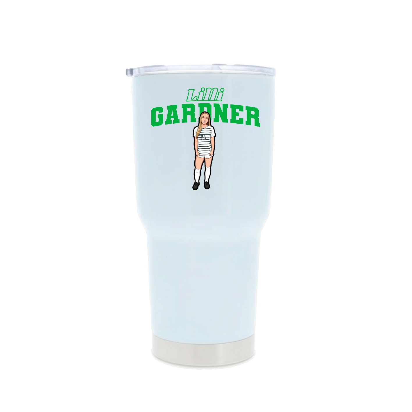 30oz Stainless Steel Tumbler — Name Arch in White