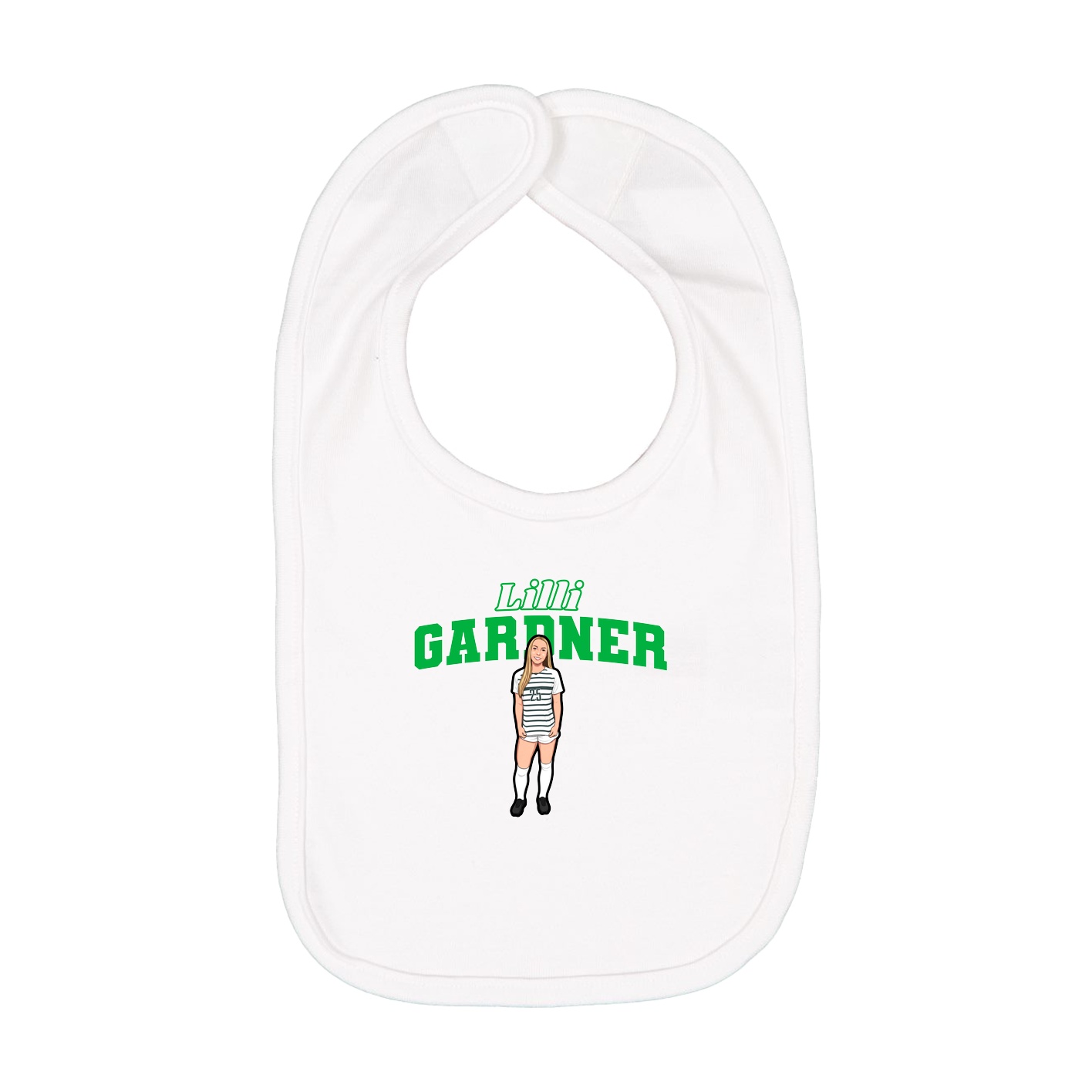 Infant Bib — Name Arch in White