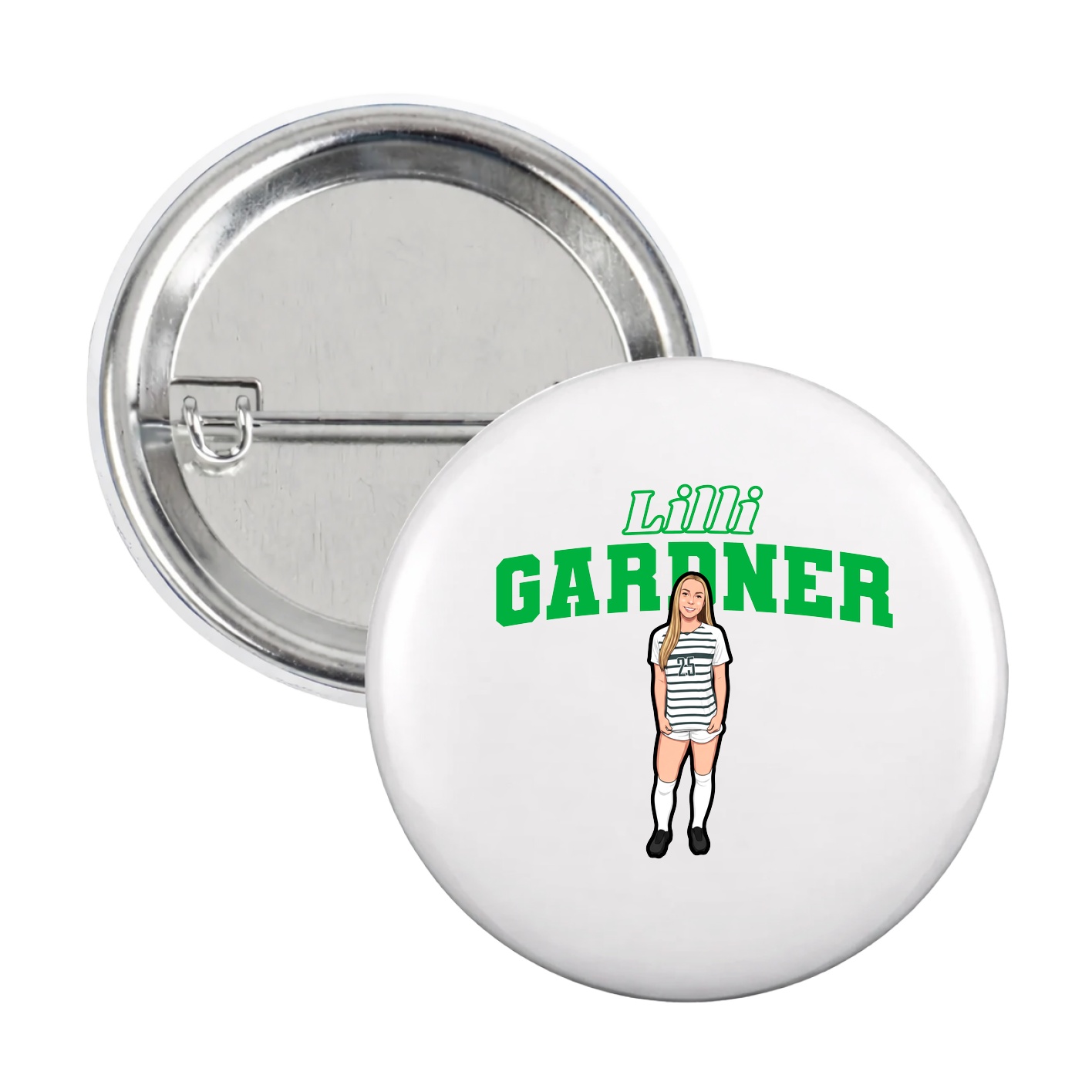 Game Day Button — Name Arch in White