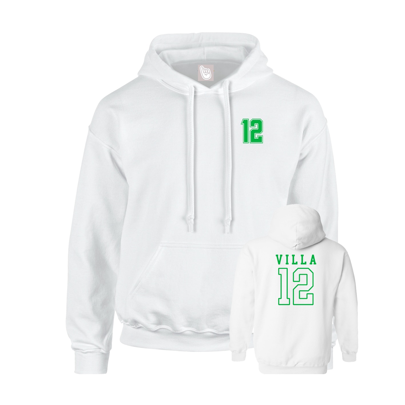 Youth Hoodie — Chest Back in White