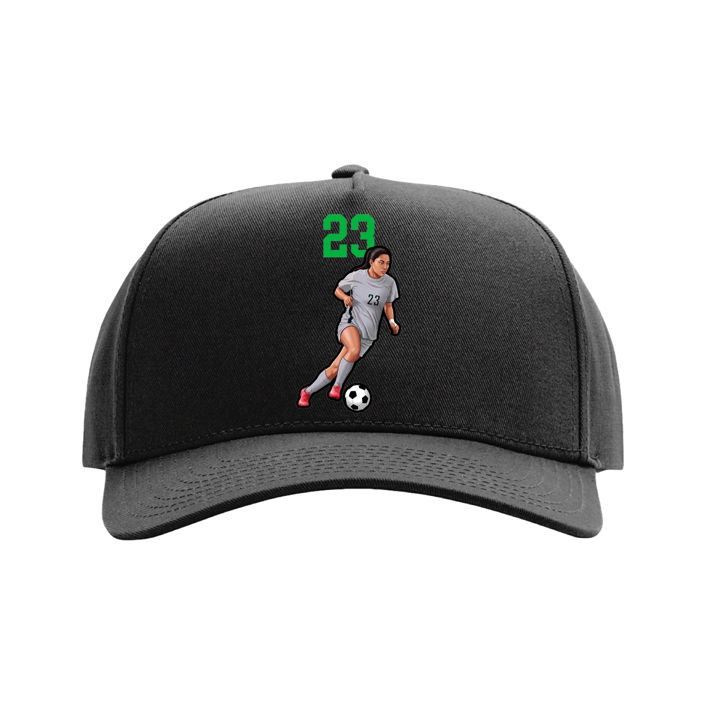 Full Fabric Five-Panel Champ Cap — Number Top in Black