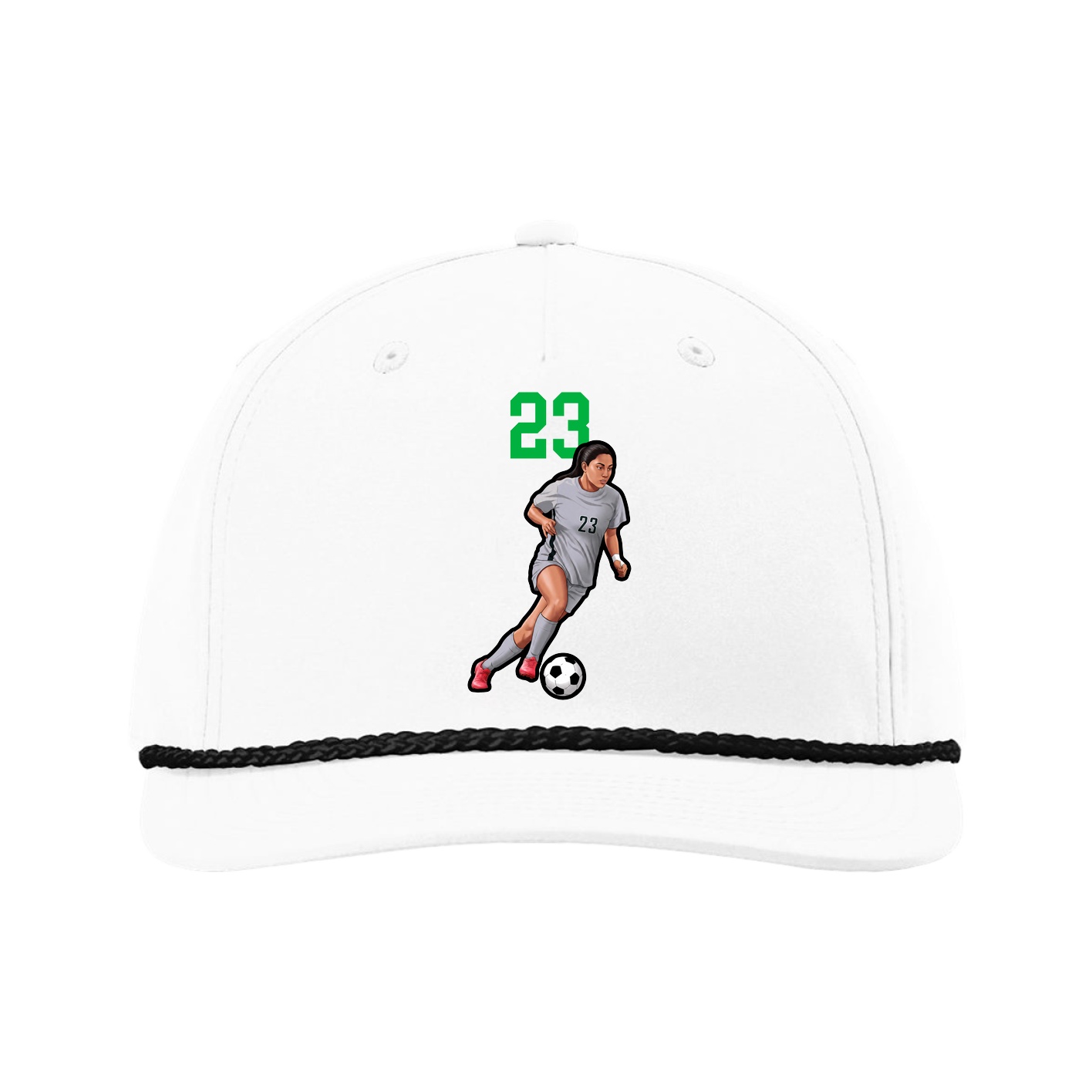 Five-Panel Classic Rope Cap — Number Top in White