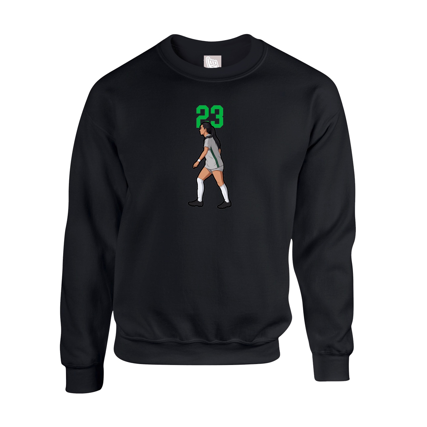 Fleece Crew — Number Top in Black