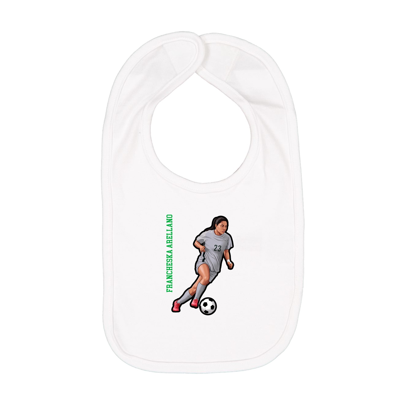Infant Bib — Name Vertical in White