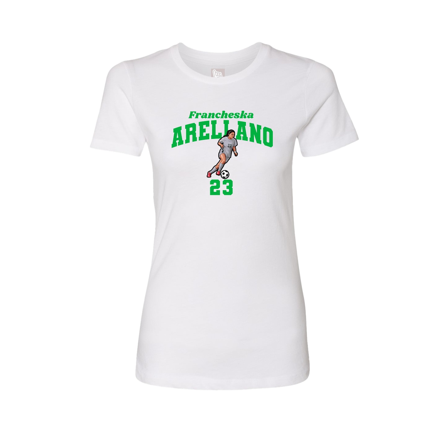 Fitted Women's Tee — Signature Arch in White