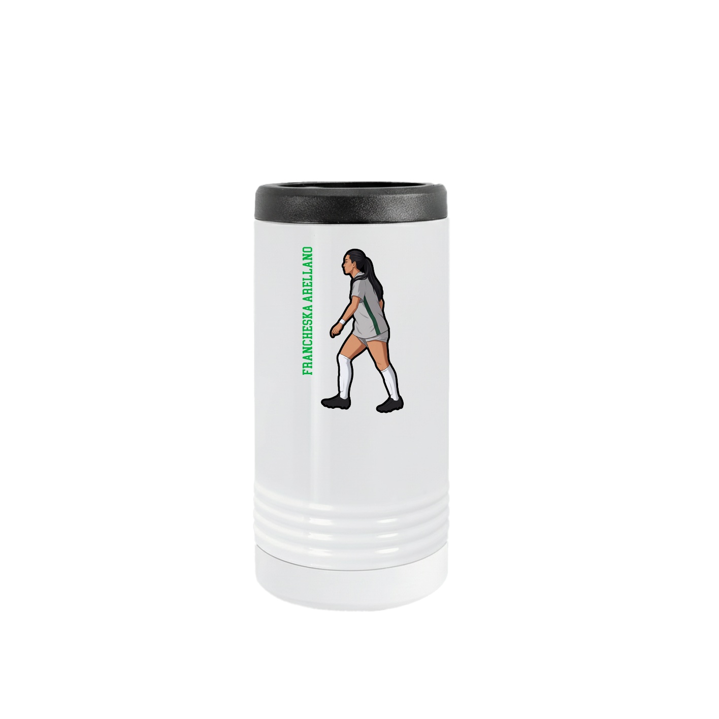 Slim Beverage Holder — Name Vertical in White