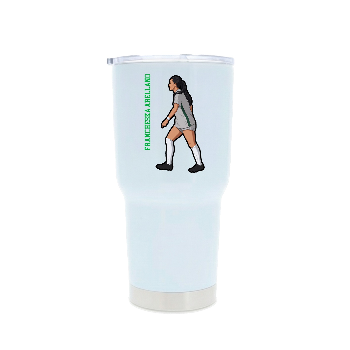 30oz Stainless Steel Tumbler — Name Vertical in White