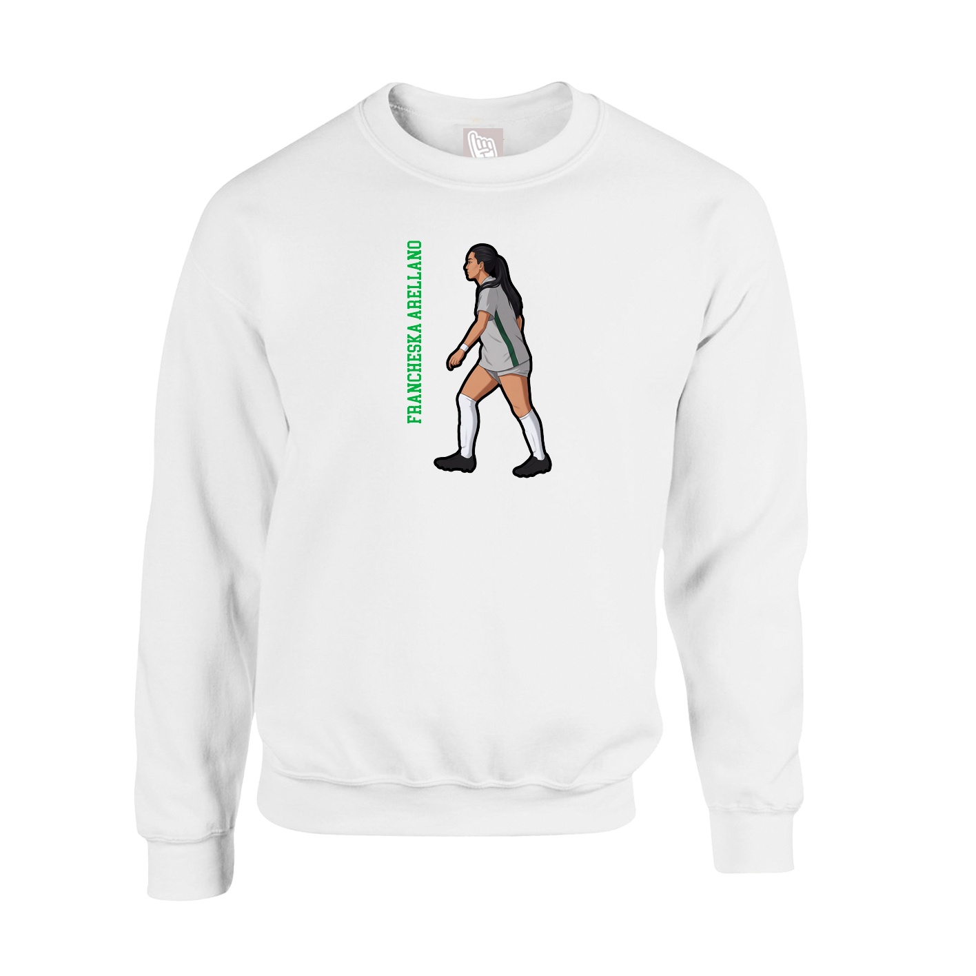 Fleece Crew — Name Vertical in White