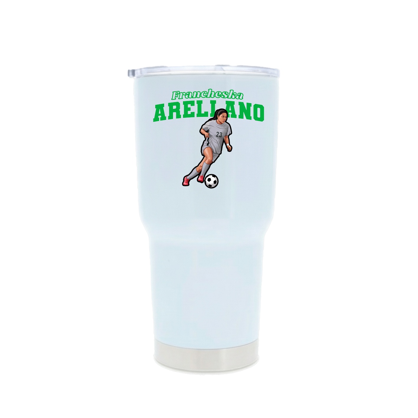 30oz Stainless Steel Tumbler — Name Arch in White