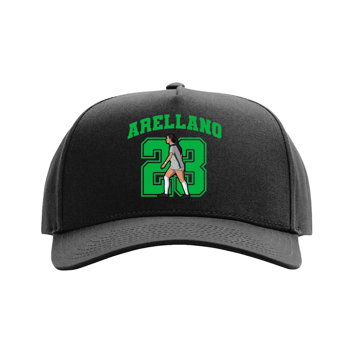 Full Fabric Five-Panel Champ Cap — Number in Black