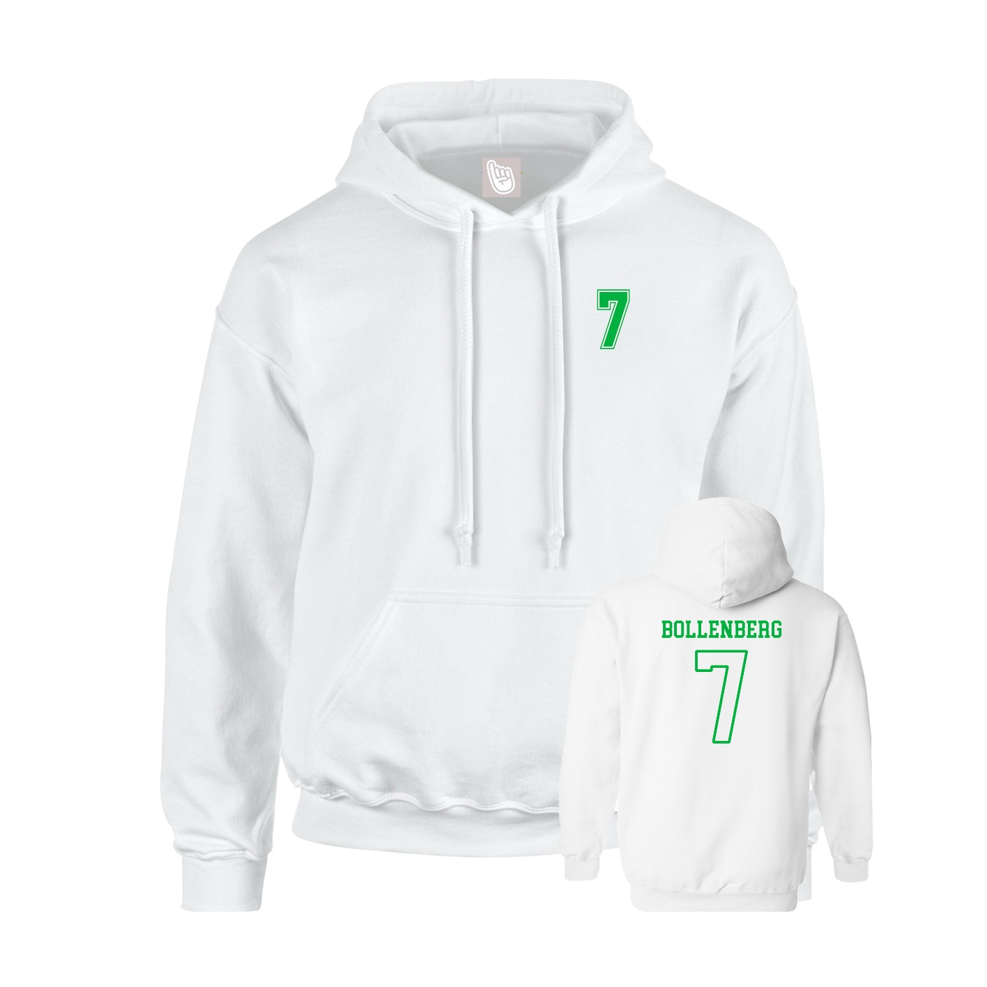 Youth Hoodie — Chest Back in White