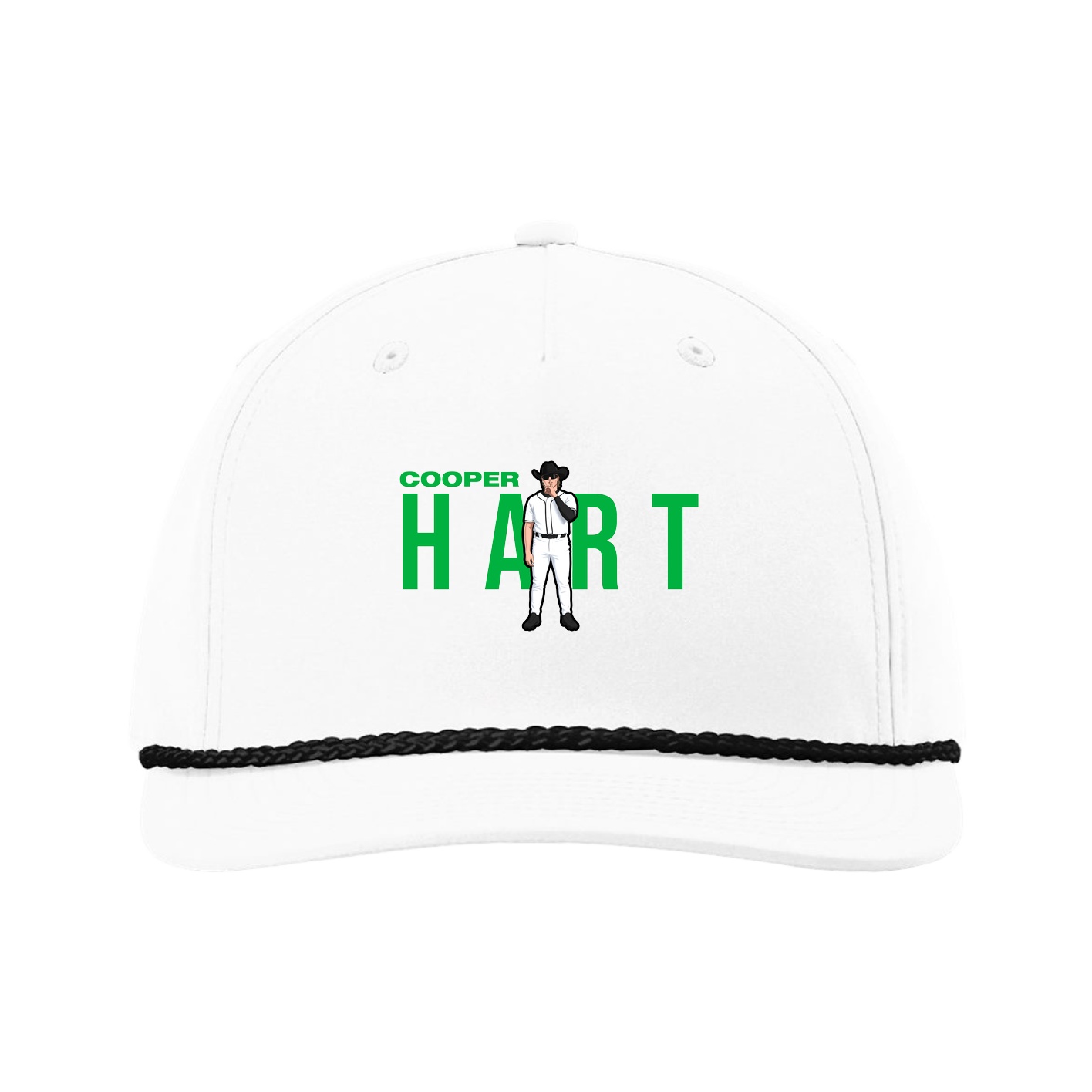 Five-Panel Classic Rope Cap — Player Name in White