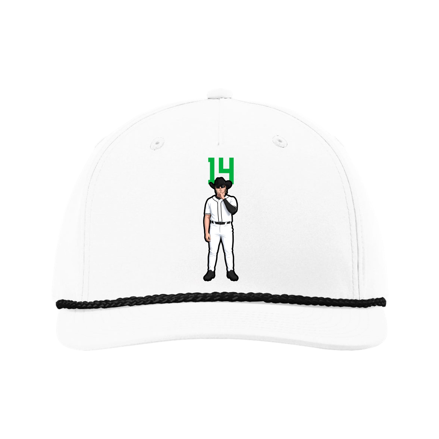 Five-Panel Classic Rope Cap — Number Top in White