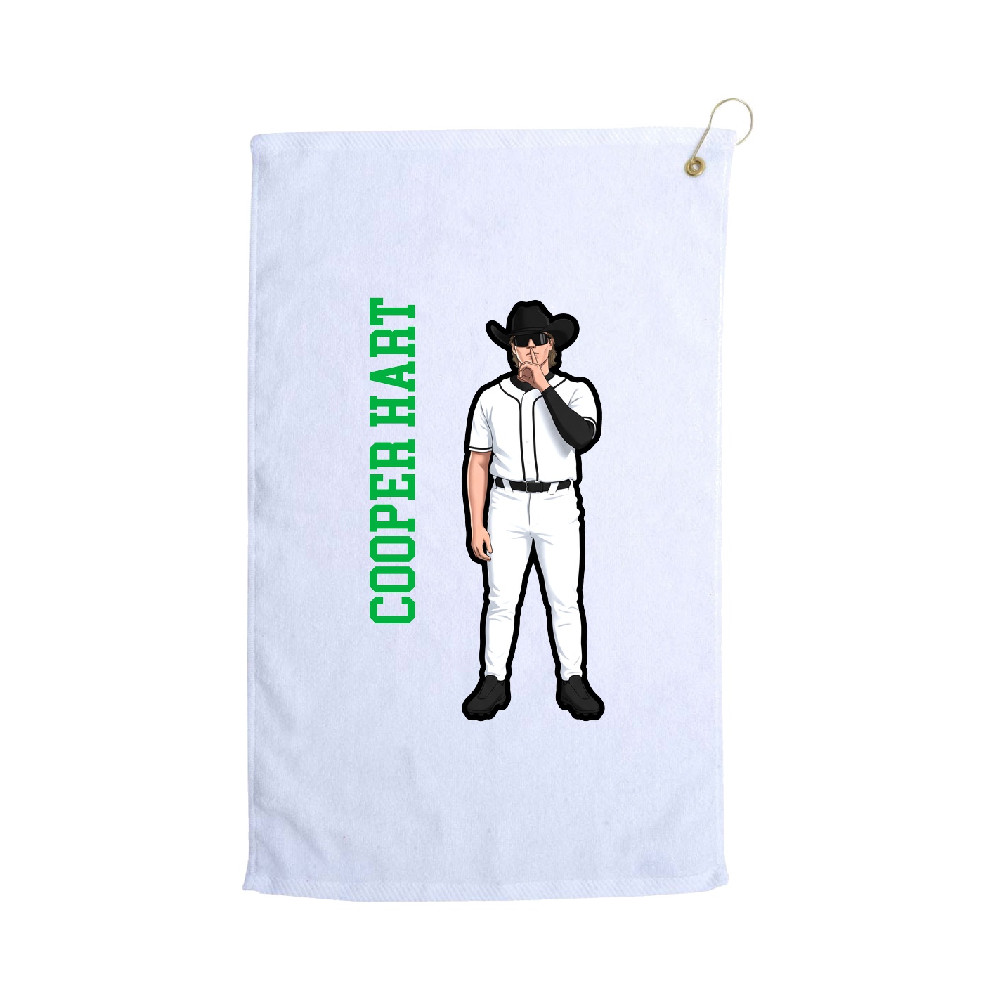 Golf Towel — Name Vertical in White