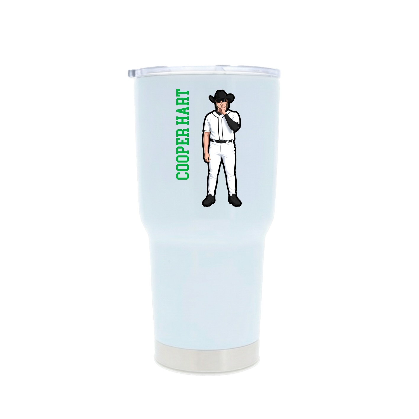 30oz Stainless Steel Tumbler — Name Vertical in White