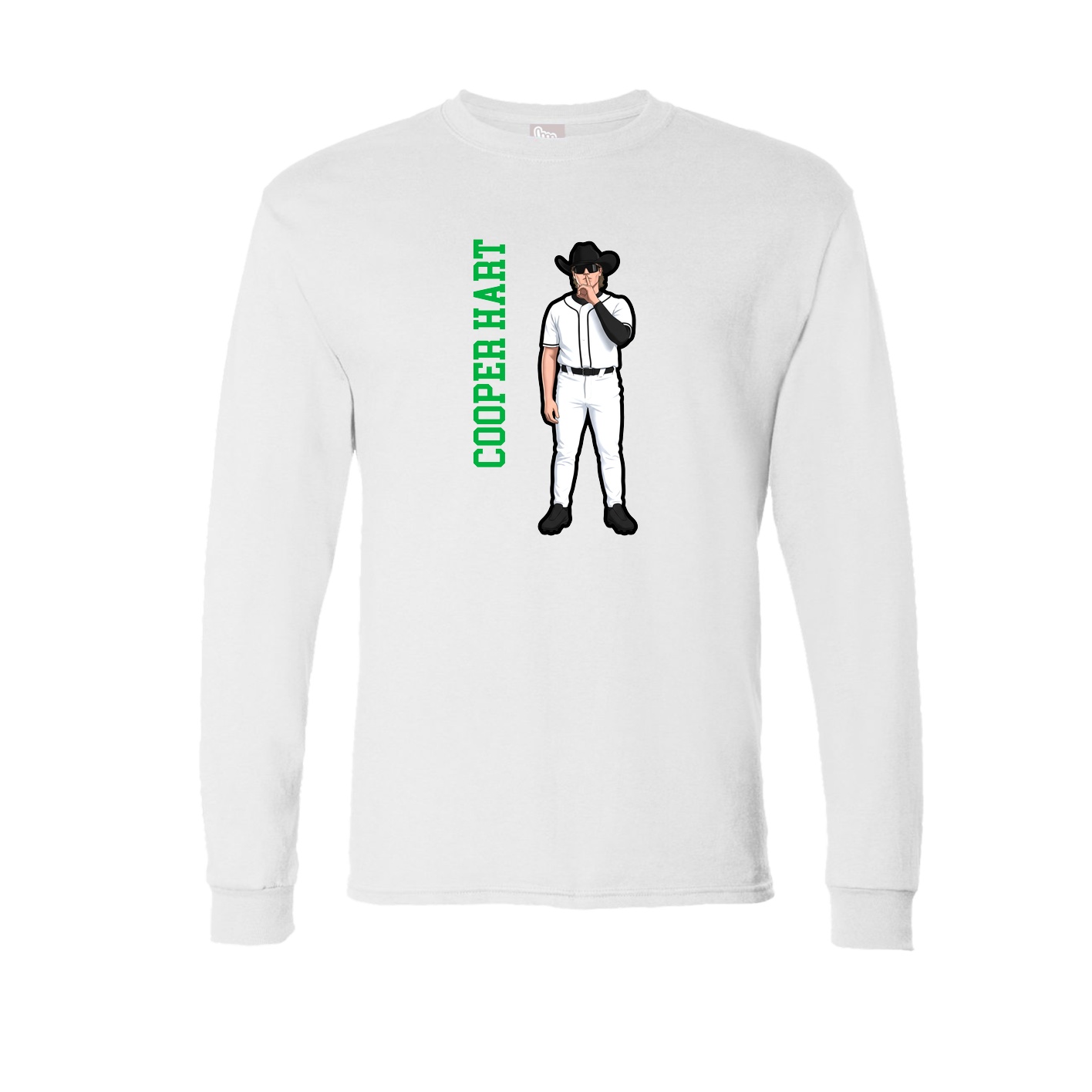 Long Sleeve Tee — Name Vertical in White