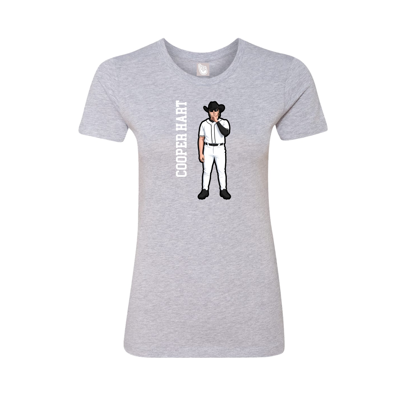 Fitted Women's Tee — Name Vertical in Grey