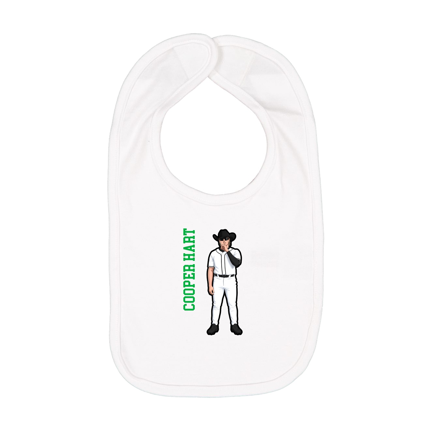 Infant Bib — Name Vertical in White