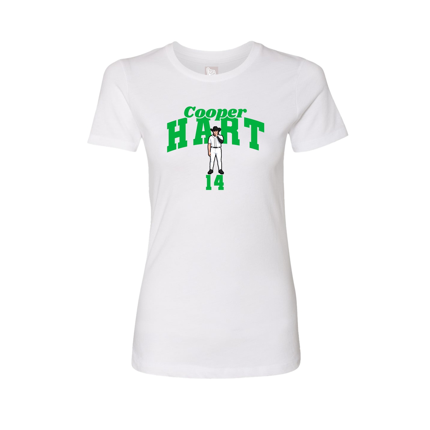 Fitted Women's Tee — Signature Arch in White