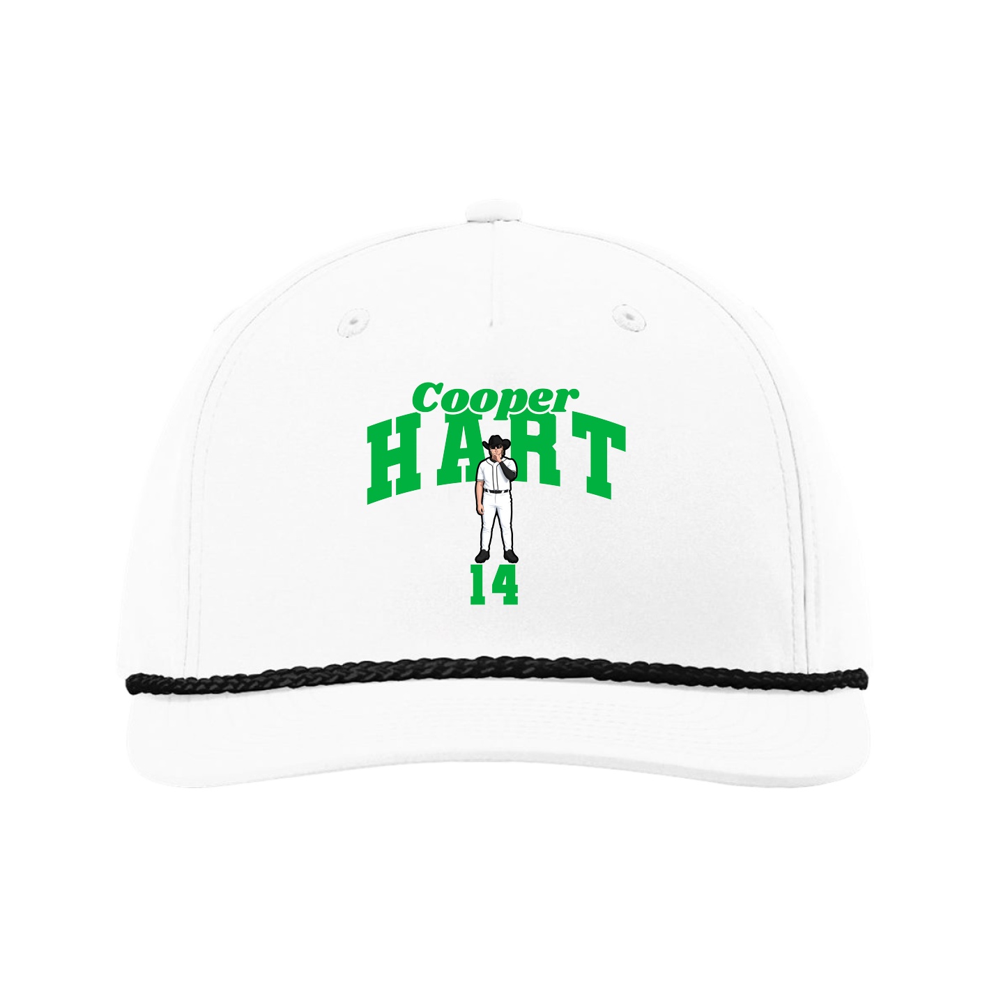 Five-Panel Classic Rope Cap — Signature Arch in White
