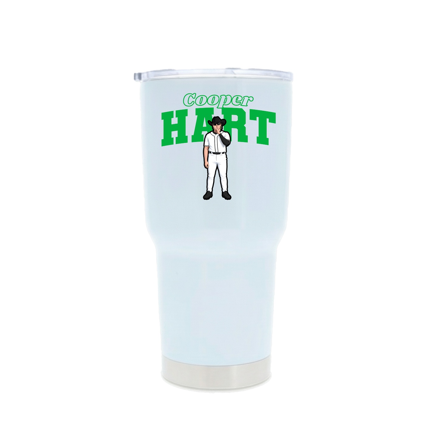 30oz Stainless Steel Tumbler — Name Arch in White