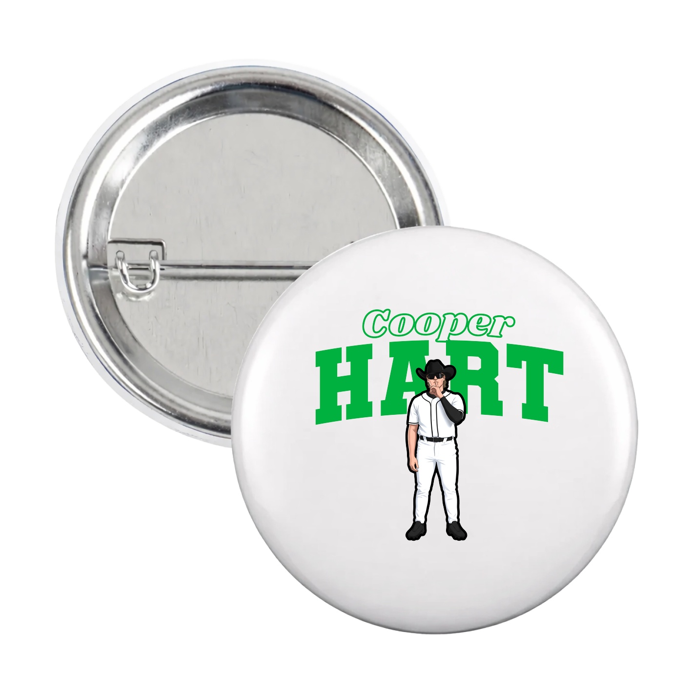 Game Day Button — Name Arch in White