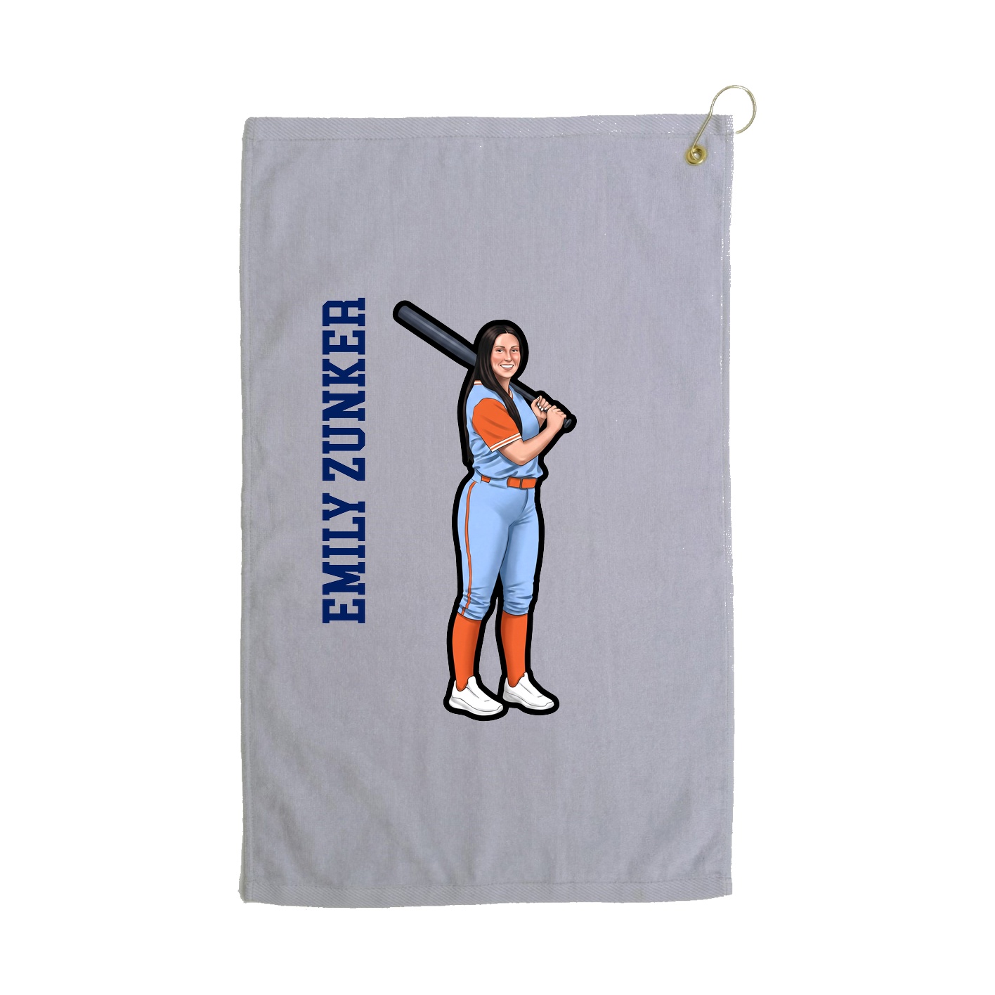 Golf Towel — Name Vertical in Grey