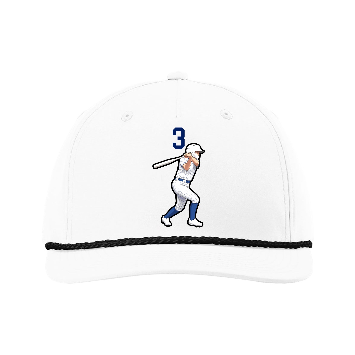 Five-Panel Classic Rope Cap — Number Top in White
