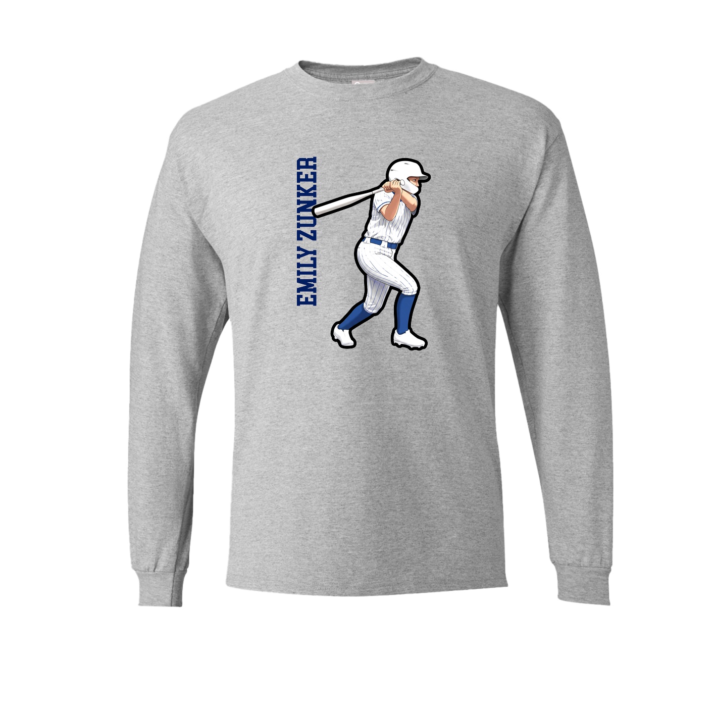 Long Sleeve Tee — Name Vertical in Grey