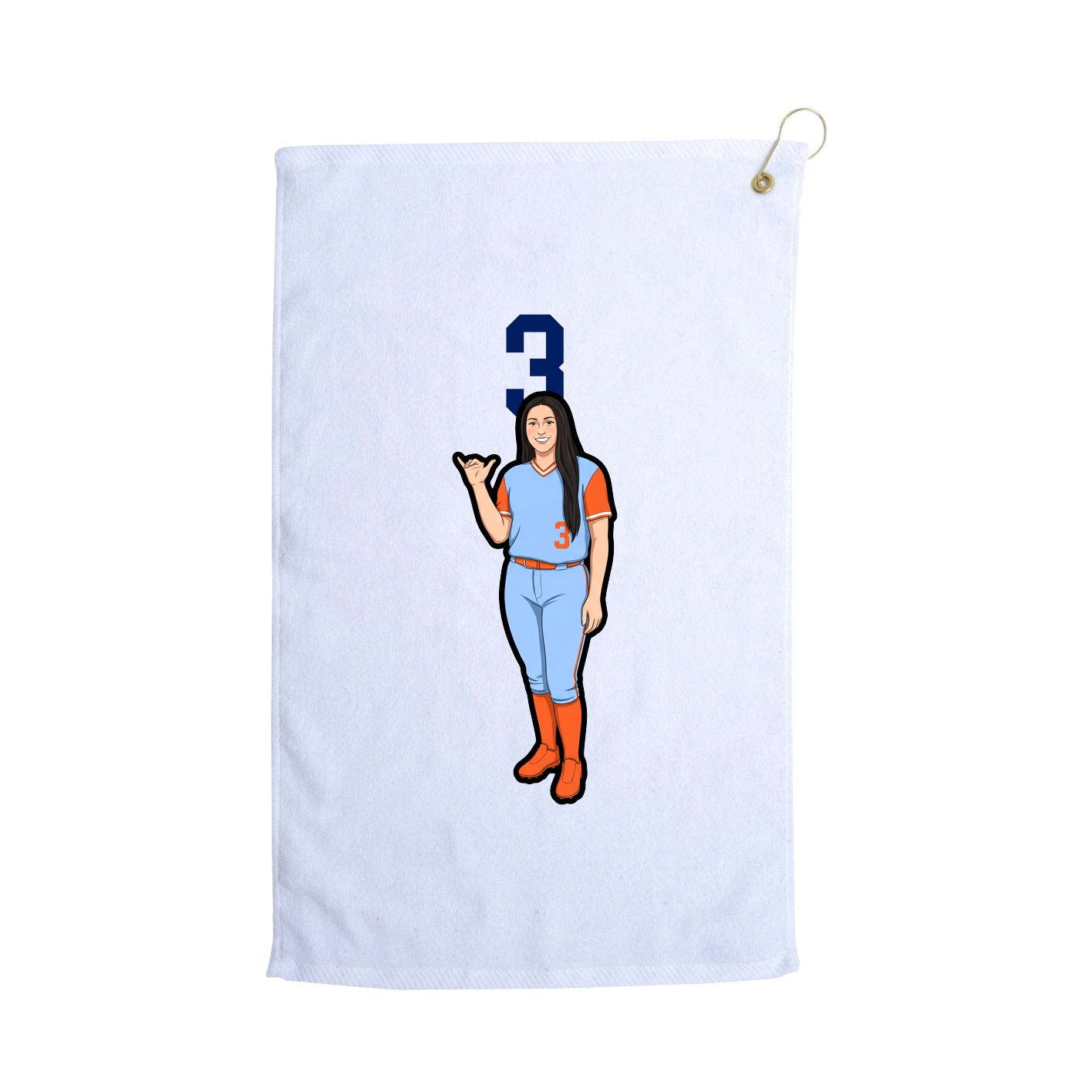 Golf Towel — Number Top in White