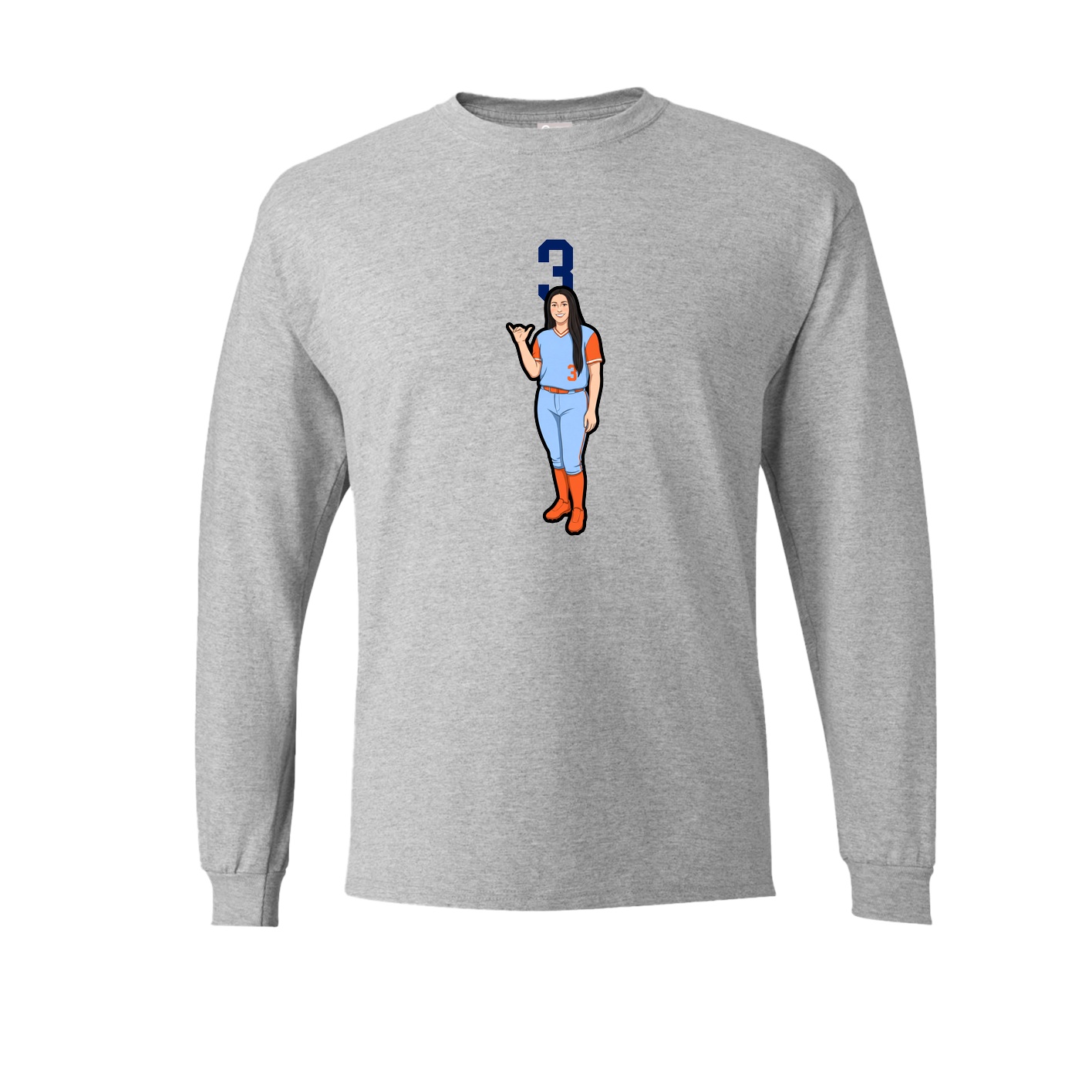 Long Sleeve Tee — Number Top in Grey