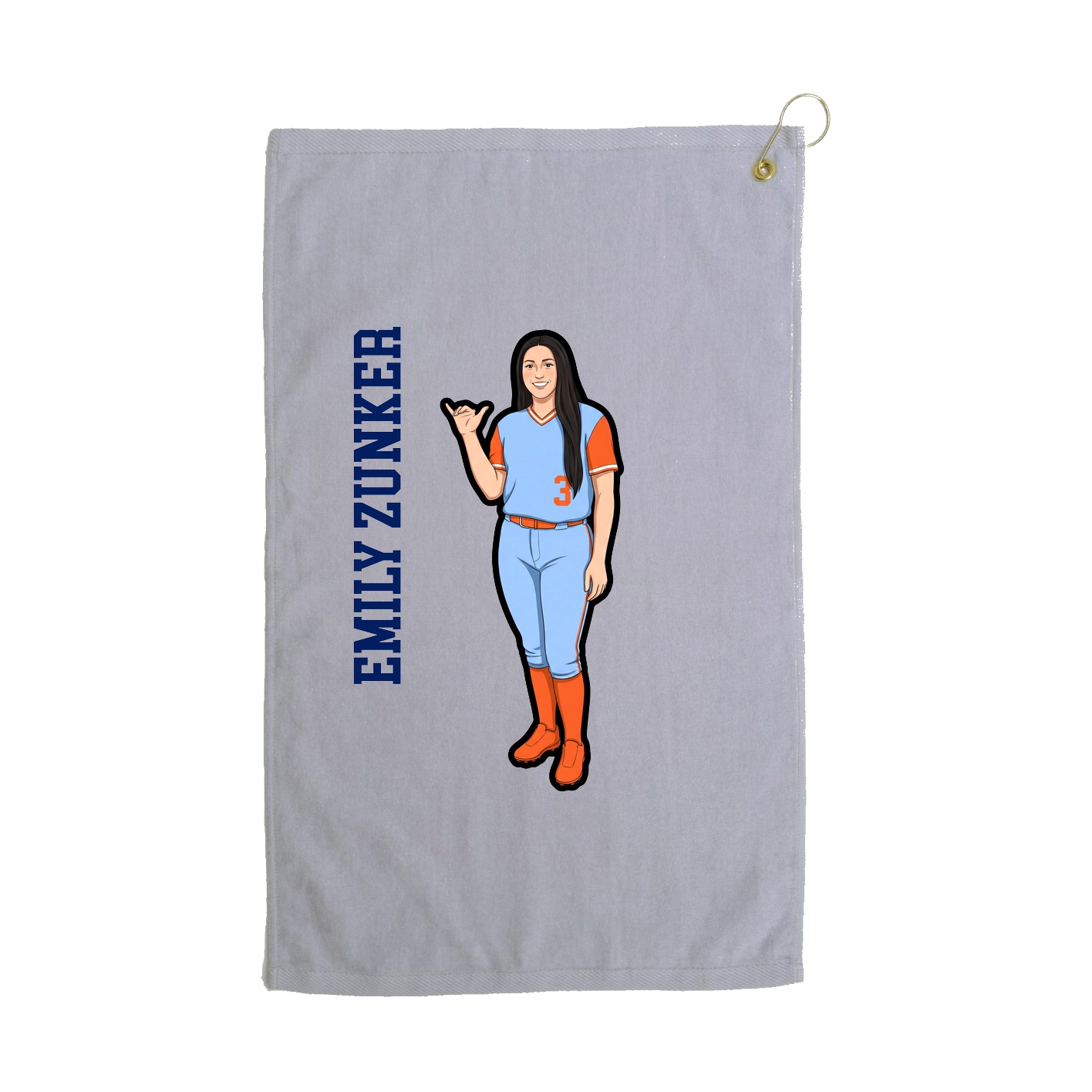 Golf Towel — Name Vertical in Grey