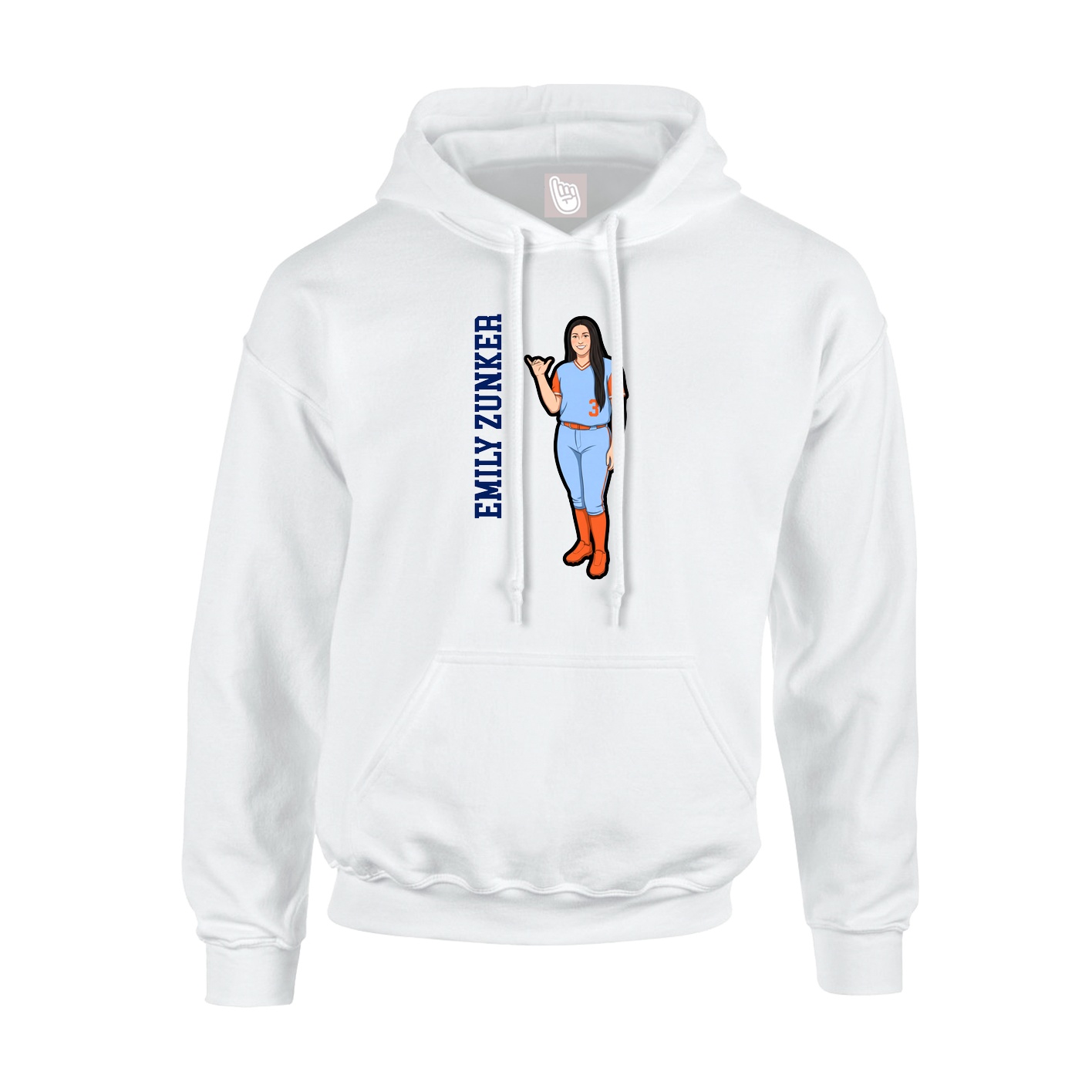 Youth Hoodie — Name Vertical in White