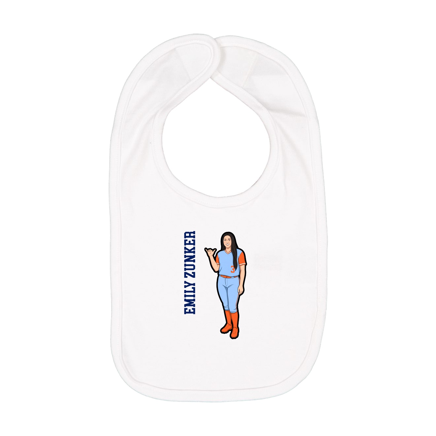 Infant Bib — Name Vertical in White