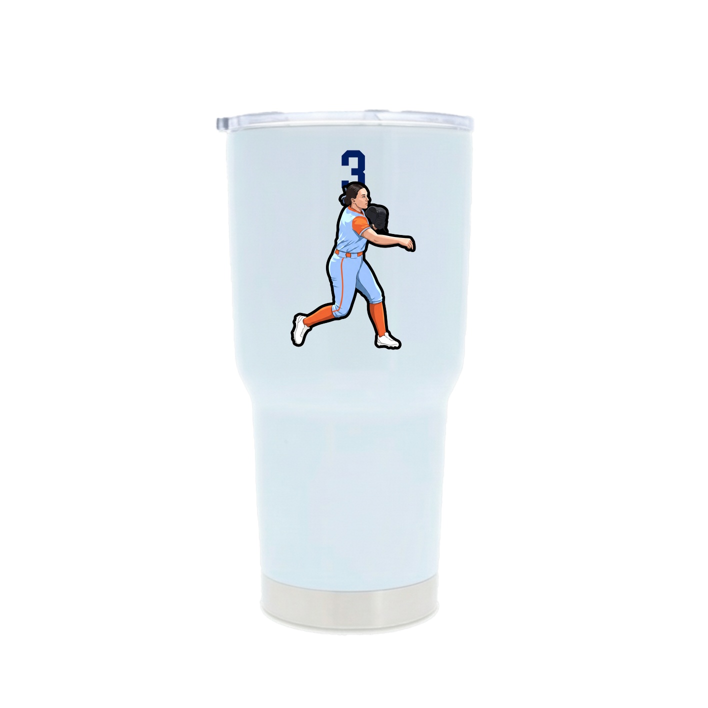 30oz Stainless Steel Tumbler — Number Top in White