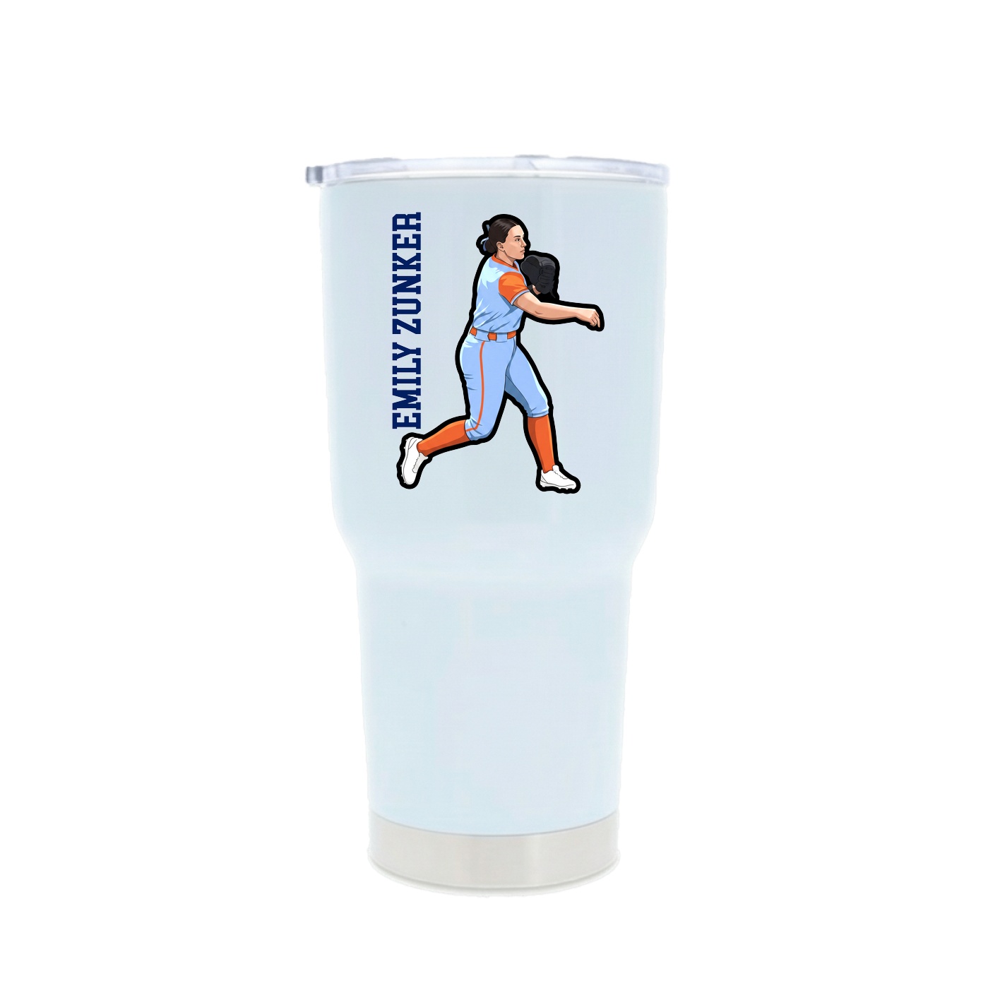 30oz Stainless Steel Tumbler — Name Vertical in White
