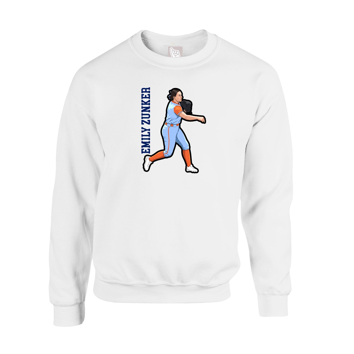 Fleece Crew — Name Vertical in White
