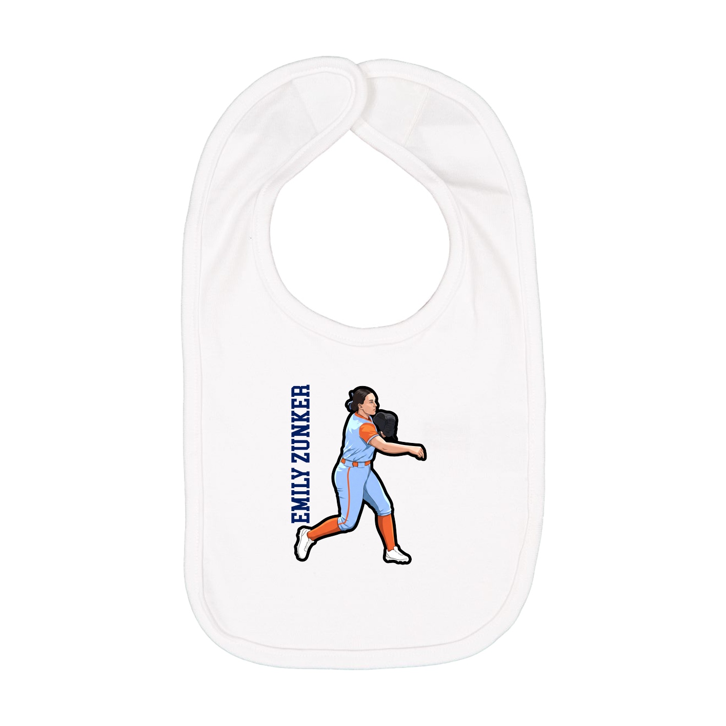 Infant Bib — Name Vertical in White
