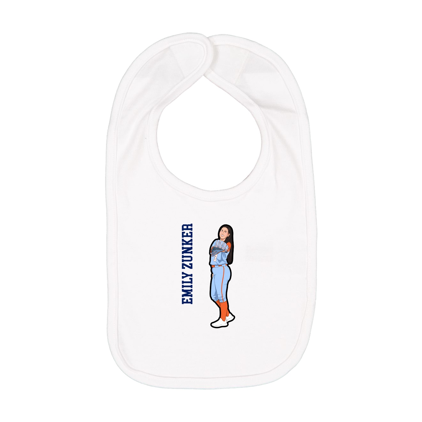 Infant Bib — Name Vertical in White
