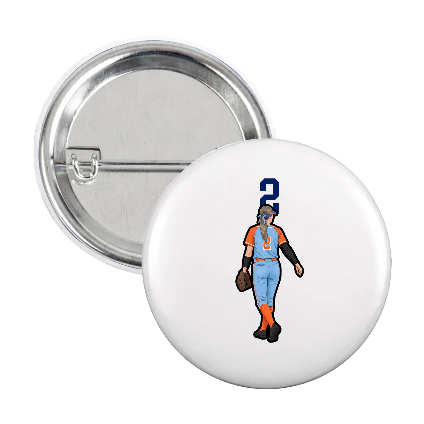 Game Day Button — Number Top in White