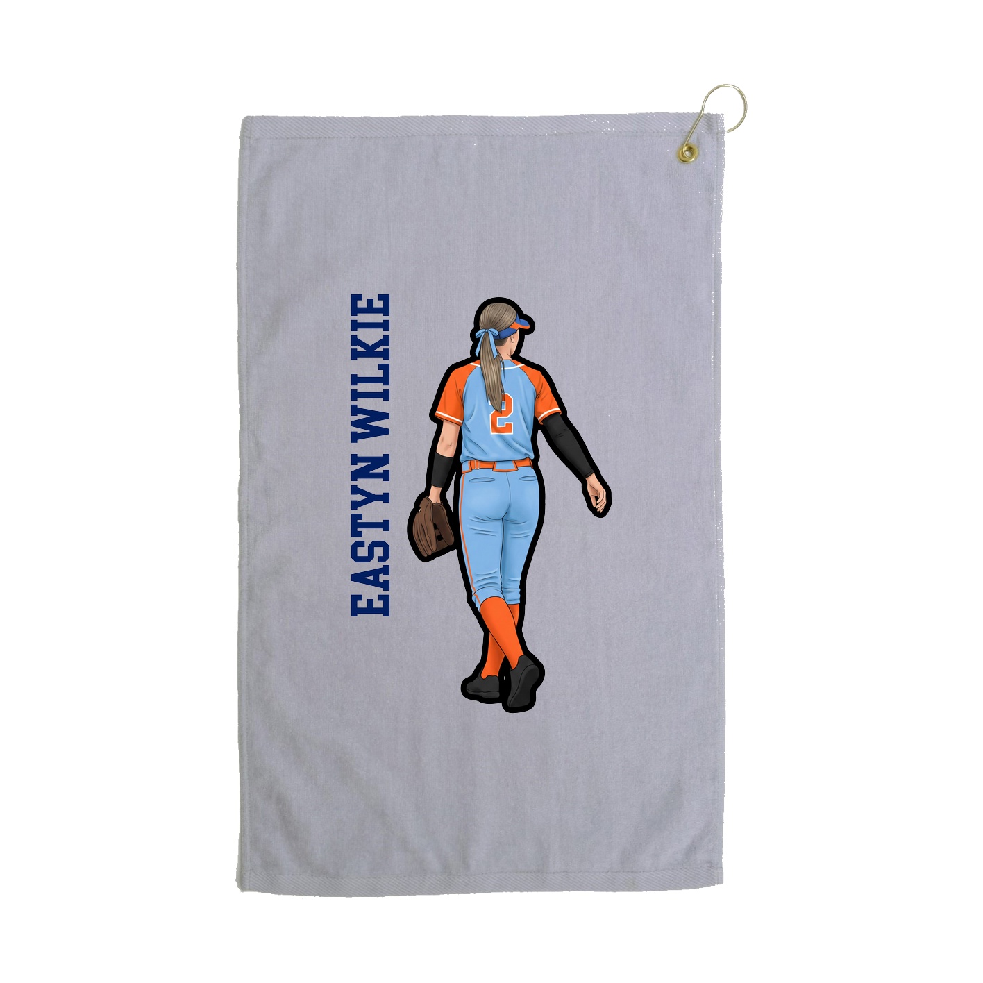 Golf Towel — Name Vertical in Grey
