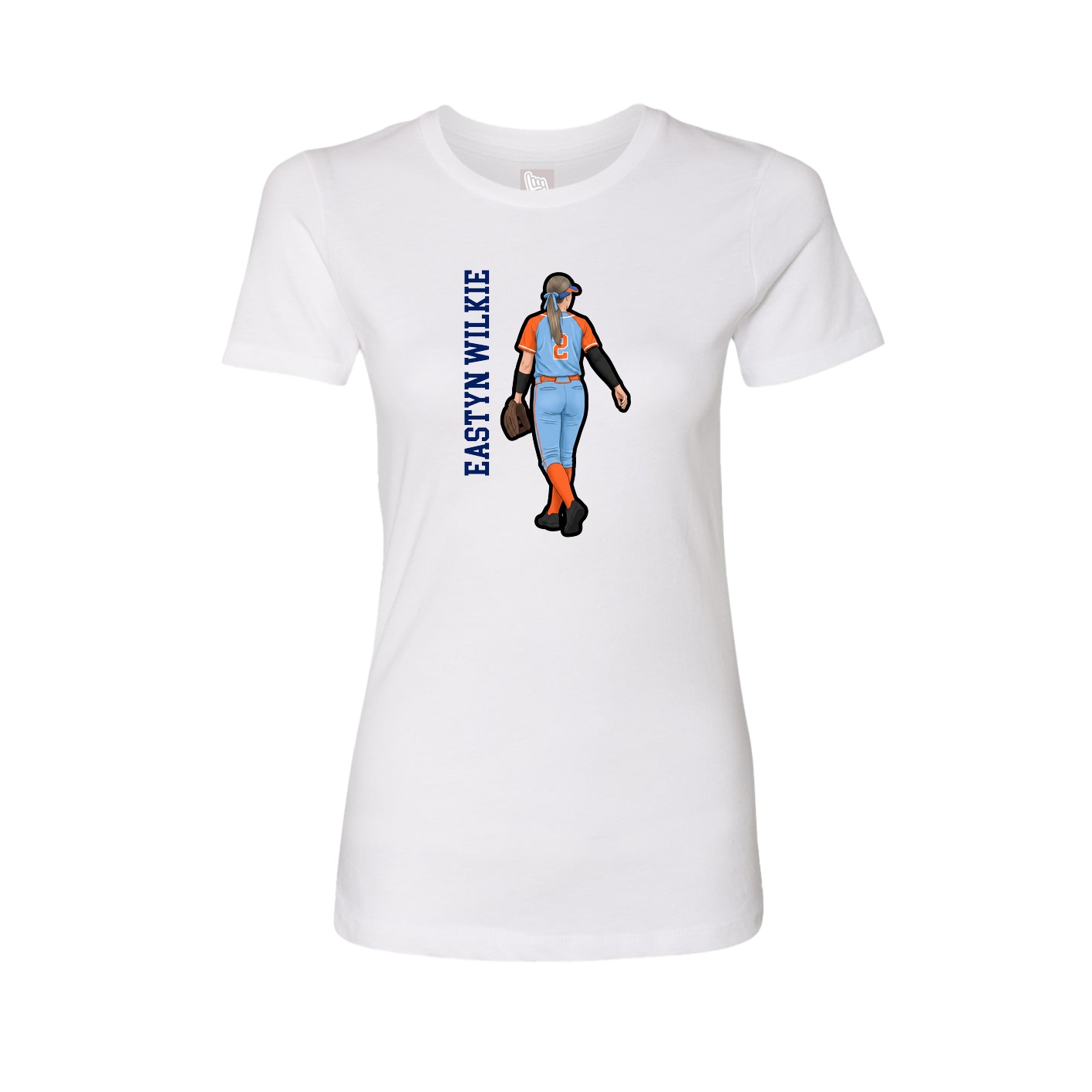 Fitted Women's Tee — Name Vertical in White