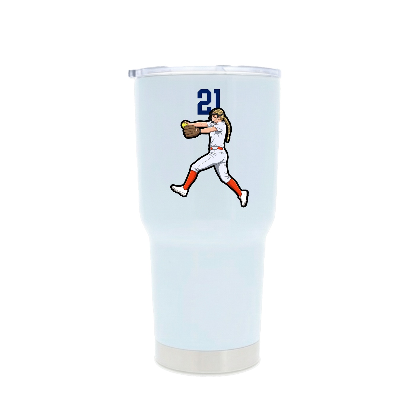 30oz Stainless Steel Tumbler — Number Top in White