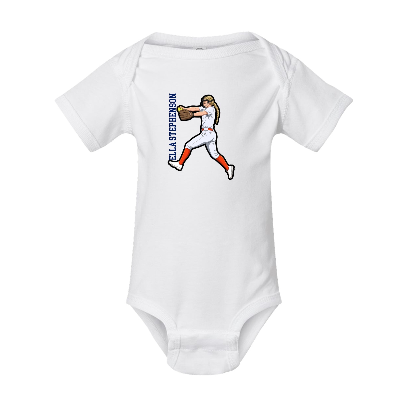 Baby Onesie — Name Vertical in White