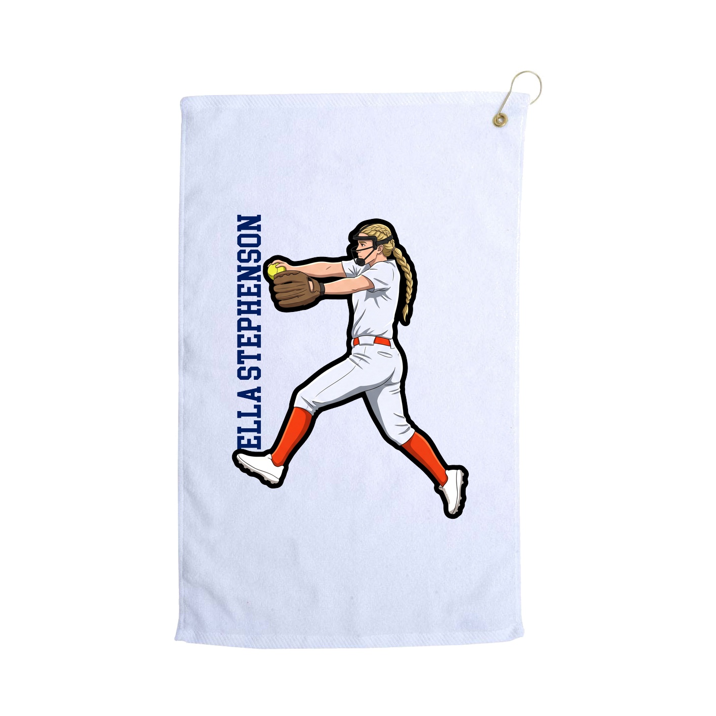 Golf Towel — Name Vertical in White