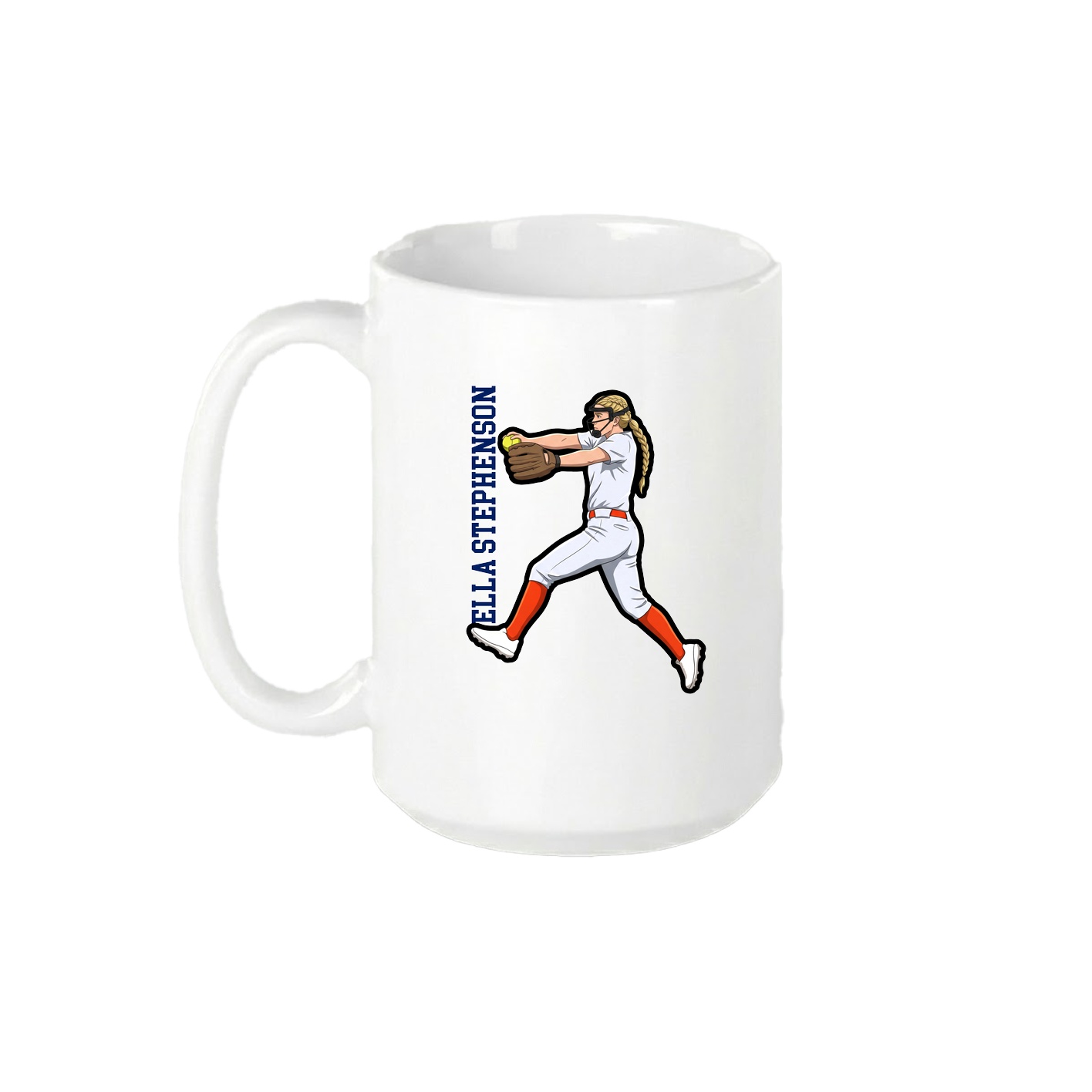 15oz Coffee Mug — Name Vertical in White